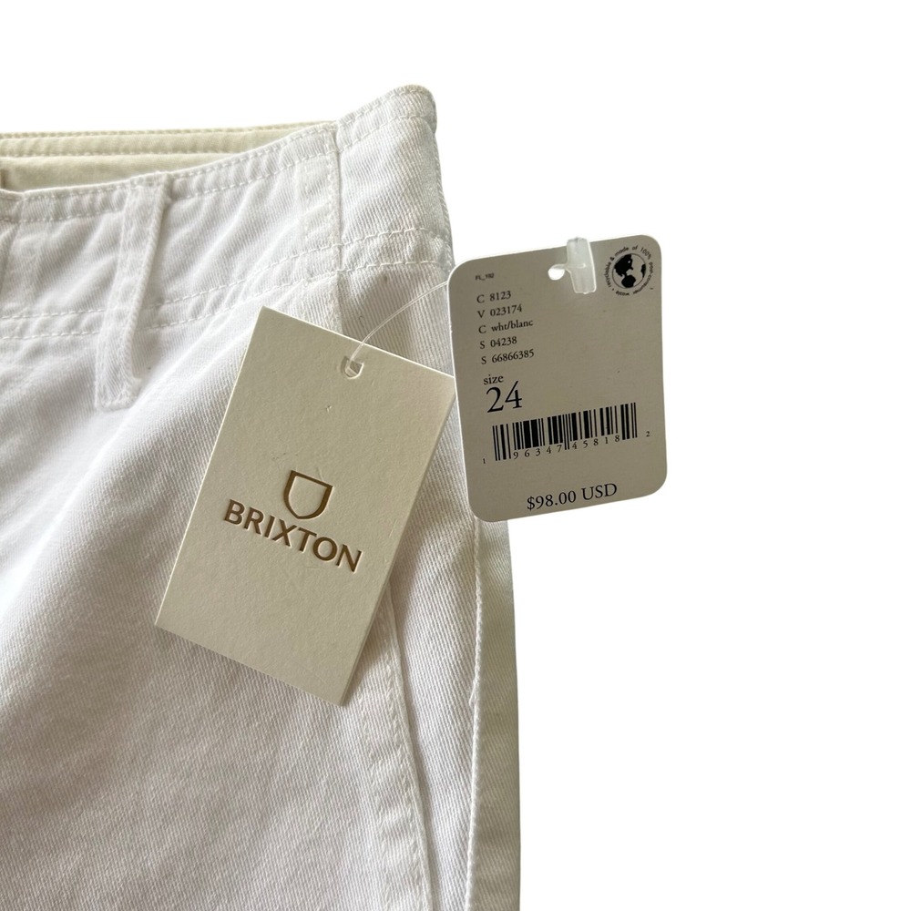 NWT Brixton by Free People Vancouver Utility Pants White High Waisted Denim 24